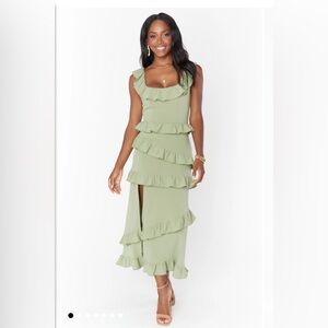 Show Me Your MuMu Sage Ruffle Maxi Dress